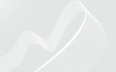 White Abstract Wave Lines on Light Gray Background Minimal Clean Flowing Design with Halftone Dots for Modern Professional Themes