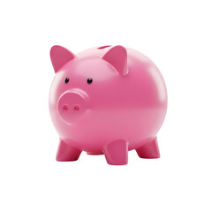 Obraz premium Pink Piggy Bank, isolated on transparent background