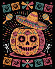 halloween background with skull vector illustration
