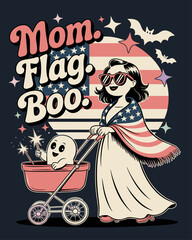 Proud USA Mom Flag Boo vector illustration