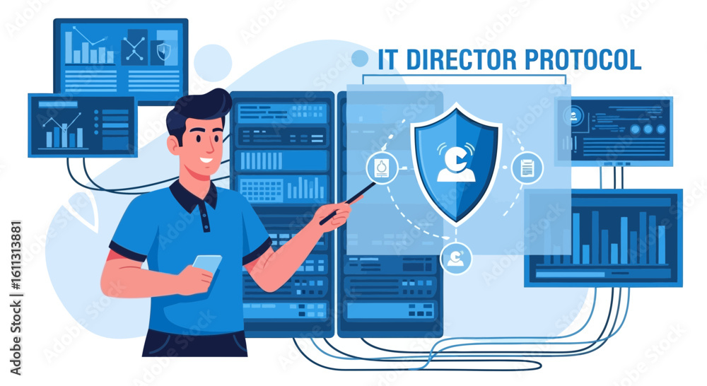 Aufkleber information technology director explaining the importance of security protocols