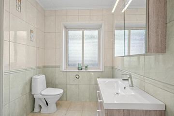Modern bathroom interior in minimal scandinavian style