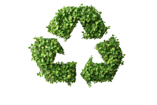 Recycle Icon Plant Based Symbol on Black Background Environmental on transparent background