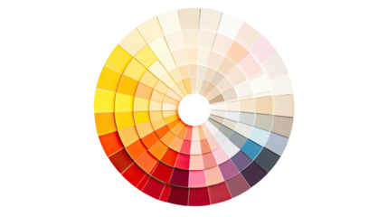 Color palette with swatches and gradient tones for design and art inspiration isolated on white background