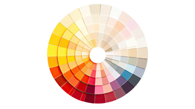 Color palette with swatches and gradient tones for design and art inspiration isolated on white background