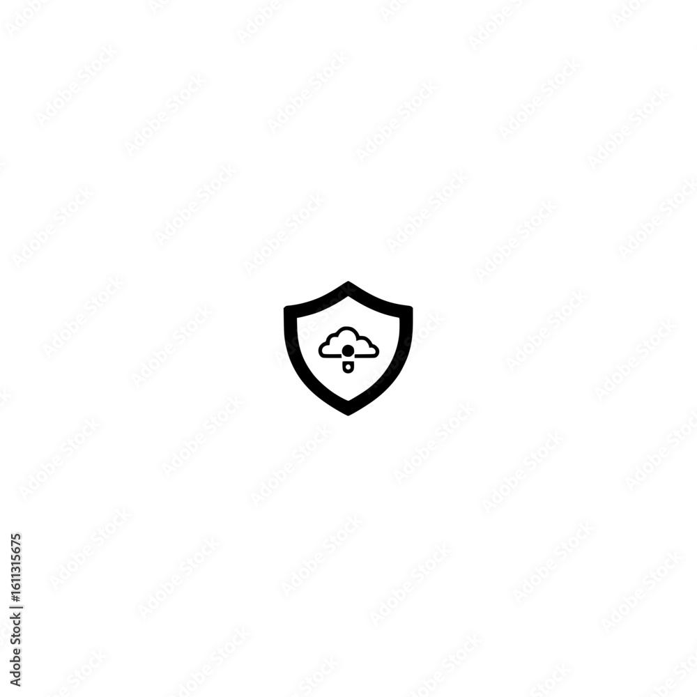 Aufkleber cloud inside shield icon illustrating secure storage digital backup and internet protection design