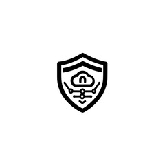 Shield with cloud icon symbolizing cloud security data protection and online storage safety