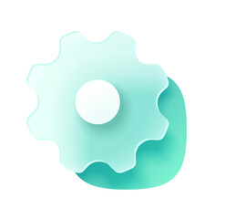 Abstract Teal and White Gear Icon: Modern, Clean, and Minimalist Design for Technology and Settings.