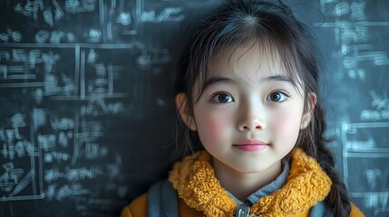 Focused and determined student working intently on chalkboard