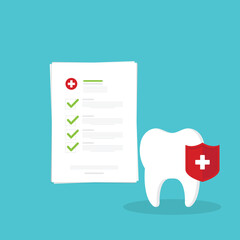 Dental insurance, insurance covering healthcare and medical cost, tooth protection or dental care concept
