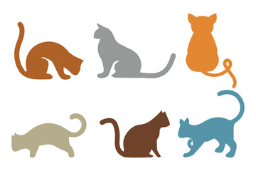 set of cats silhouettes icon on white background.