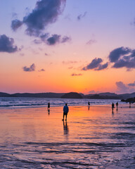 Fototapeta premium Thailand - Krabi - Ao Nang Beach sunset July 27th 2025. This was on a beautiful evening during the wet season. The Andaman sea during the low season surrounded by beautiful mountains. 