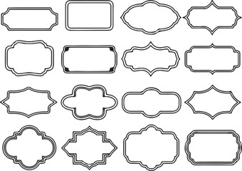 Obraz premium A Diverse Set of Decorative Frames for Labels and Borders in Various Shapes and Sizes with Double Outlines
