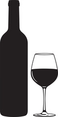 Elegant Wine Presentation Black Silhouette of a Bottle and Full Glass Symbolic of Sophistication and Enjoyment