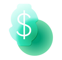 Abstract teal green dollar sign graphic; modern finance concept illustration.