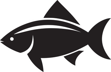 Fototapeta premium Minimal Black Fish Logo Vector – Silhouette Icon for Seafood and Fishing Brand Design