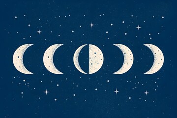 Naklejka premium Minimalist Moon Cycle Art