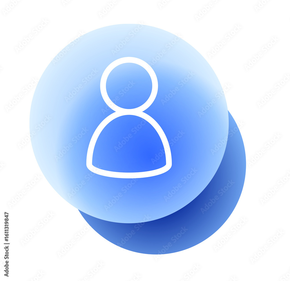 Poster abstract blue user profile icon: modern, clean, and minimalist design for web and app interfaces