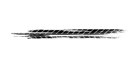 Grunge tire track, wheel braking marks. Truck, car or motorcycle tread pattern silhouette. Auto race,