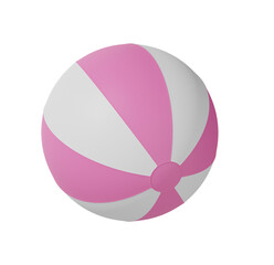 Pink and White Beach Ball: Fun Summertime Playful 3D Render Isolated on Black Background
