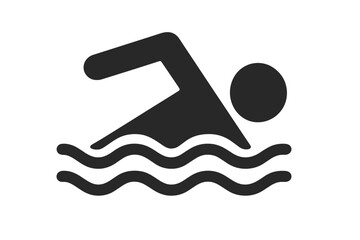 Swimming icon vector. Swimmer person pictogram. Simple flat sport symbol. Man in water, pool, sea. Summer vacation activity. Healthy lifestyle, fitness exercise concept.