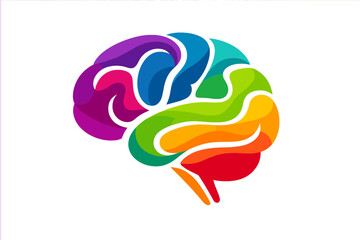 Colorful brain logo vector. Abstract illustration for psychology, intelligence, and creative ideas. Mind symbol for technology, science, education, learning, and mental health.