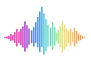 Abstract digital equalizer sound wave vector illustration. Music frequency spectrum analyzer graph. Colorful audio signal visualization on transparent background. Soundwave.