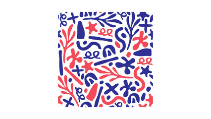 Abstract art pattern with vibrant red and blue shapes for modern design, perfect for backgrounds and creative projects