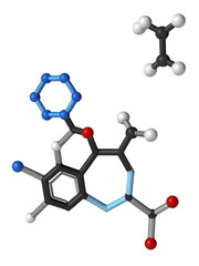 3D image of Testosterone hexyloxyphenylpropionate skeletal formula - molecular chemical structure of androgen and anabolic steroid isolated on white background
