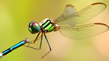 Lateral closeup of the colorful Emperor dragonfly, Anax imperator