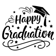Happy graduation celebration design for graduates and students with graduation cap and stars vector art