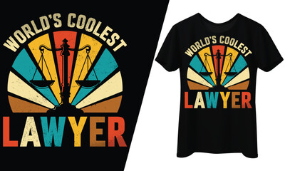 Fototapeta premium World's Coolest Lawyer, Retro Scales, T-Shirt Design.