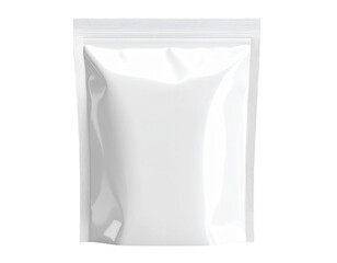 3D Render of White Foil Packaging with Rounded Edges, side angle, isolated on transparent PNG