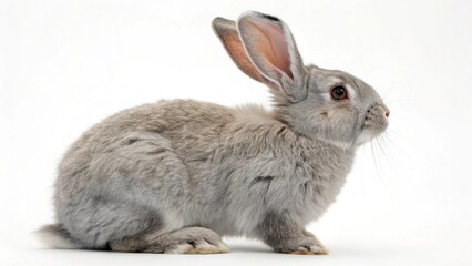 Obraz premium A fluffy white bunny isolated on a white background