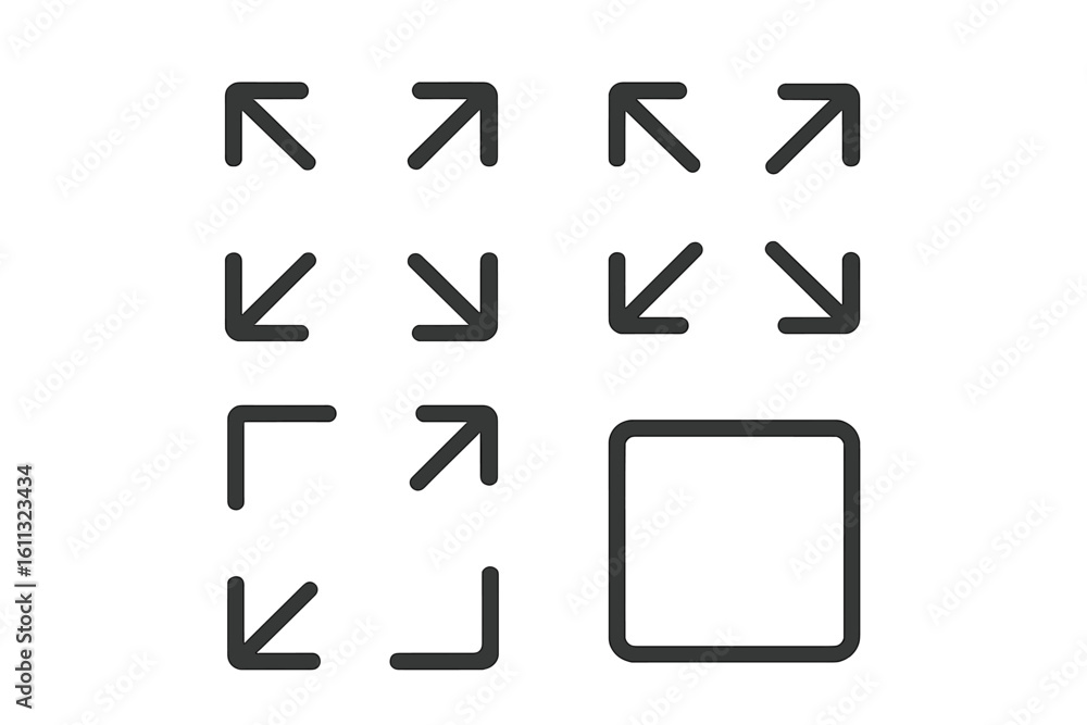 Fototapete full screen and exit full screen vector icon set. maximize, minimize, and resize line arrows sign. u