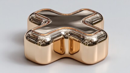 Gold and Silver Geometric Decorative Object with Modern Metallic Finish