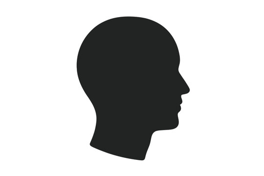 Human head silhouette vector icon. Anonymous person profile for psychology, mind, mental health, or business idea concepts. Man face side view. User avatar illustration.