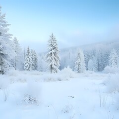 snow covered trees in the forest
