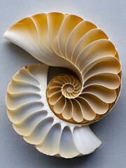 Split nautilus seashell showing inner float chambers