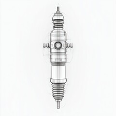 Detailed Technical Illustration of a Spark Plug with Component Labels