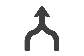 Merge arrow icon vector. Concept of joining, combining paths, and consolidation. Symbol for unity, teamwork, synergy, and business process integration. Directional sign.