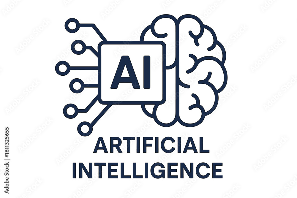 Aufkleber artificial intelligence ai icon with brain and processor chip. machine learning, neural network, rob