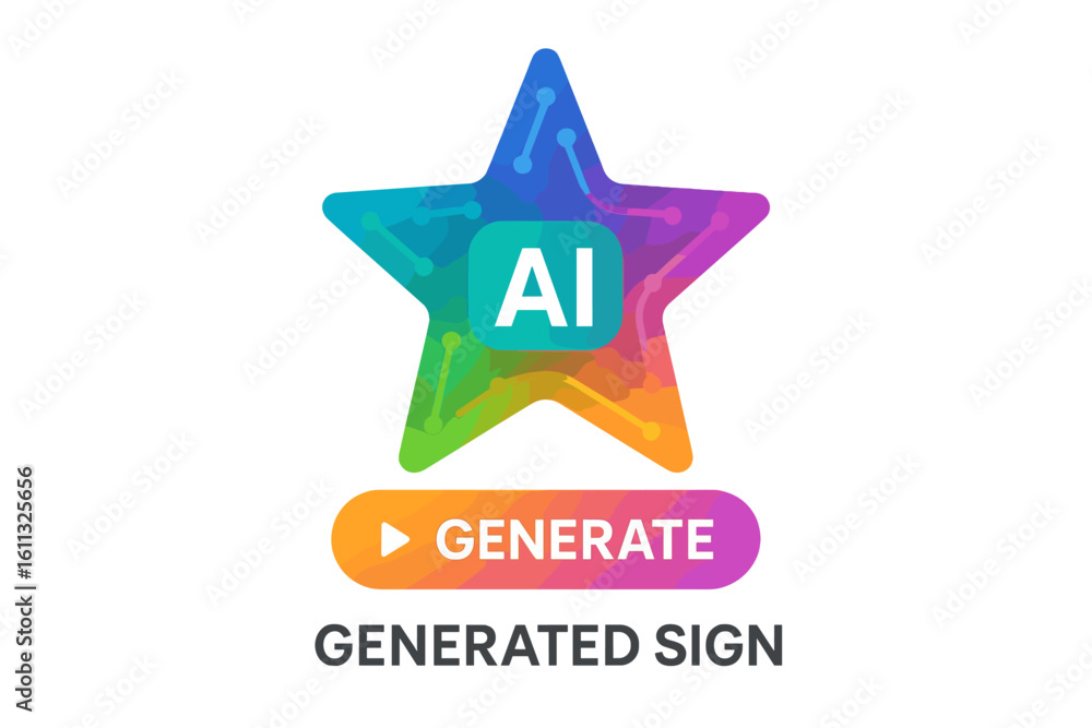 Aufkleber ai star logo for an artificial intelligence tool. generate button for an online application. concept