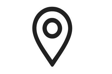 Location pin icon. Map marker symbol. GPS navigation pointer. Geotag sign for destination, position, and address. Find place concept. Simple outline vector pictogram.
