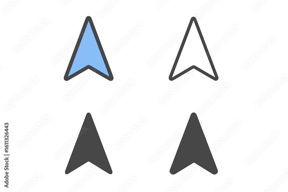 Fototapete pointer arrow icon set for navigation and map direction. gps location symbol. vector cursor collecti