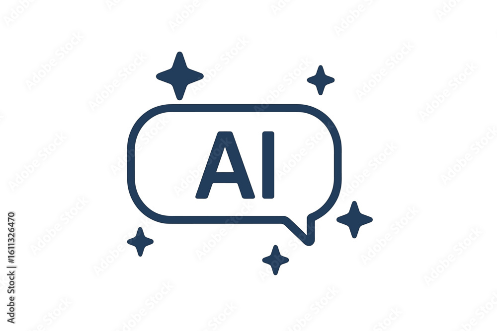 Poster artificial intelligence chat icon with stars. generative ai logo concept. chatbot, bot, assistant sp