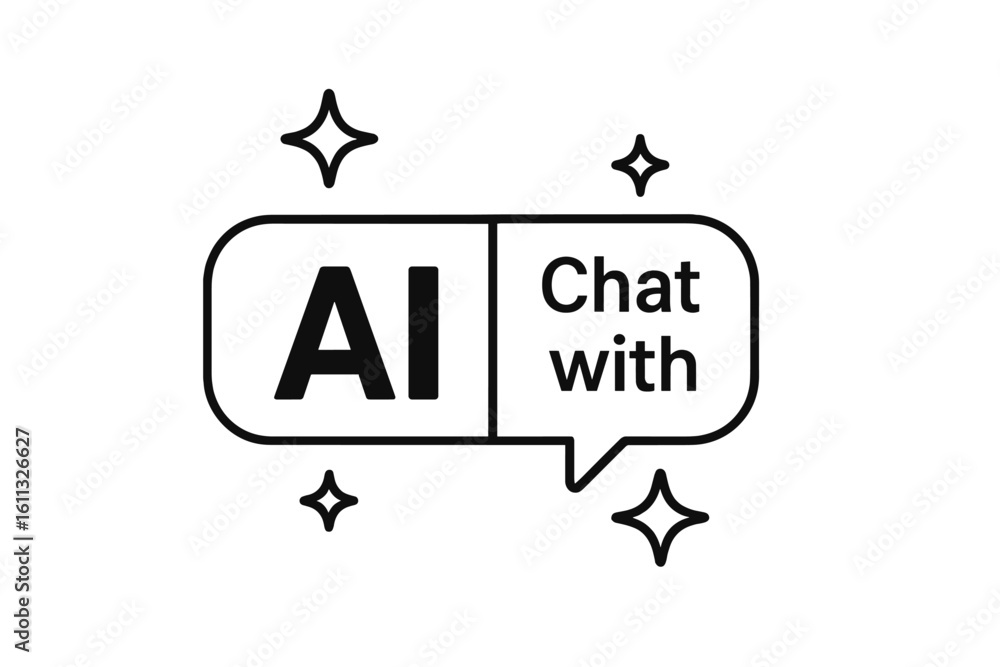 Poster ai chat button icon. artificial intelligence chatbot assistant sign. virtual online support technolo