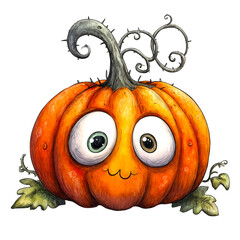 Cute Halloween Pumpkin Clipart Set – Funny Cartoon Pumpkins PNG with Big Eyes, Smiling Faces, Isolated Transparent Background – Autumn Fall Harvest Kids Art for Sublimation & Stickers