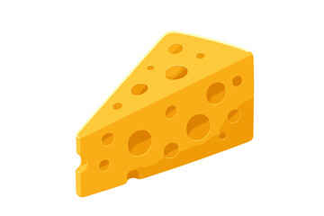 Cheese wedge realistic vector illustration. Porous Swiss or Maasdam cheese piece with holes. Cartoon food icon for grocery, menu. Dairy product, snack ingredient.