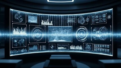 Animated Data Screen Displaying Charts and Information Graphics - Powered by Adobe